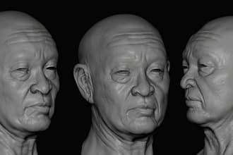sculpt realistic 3d head face 3d bust 3d likeness model stl for 3d printing