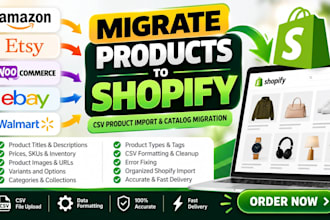migrate amazon etsy woocommerce ebay walmart product csv catalog to shopify