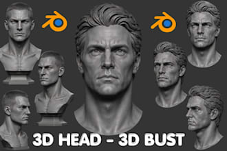 sculpt realistic 3d head bust 3d face model 3d bust face sculpting stl 3d print