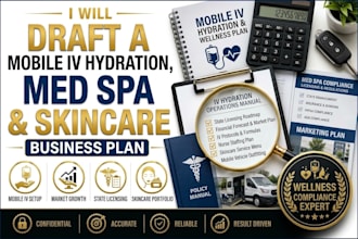 draft a mobile iv hydration for med spa wellness clinics skin care business plan