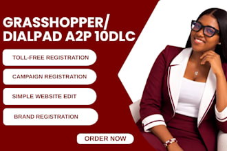 handle grasshopper dialpad a2p 10dlc SMS registration and setup