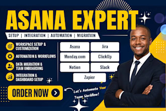 setup asana jira monday com clickup notion slack trello smartsheet zapier wrike