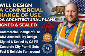 design ca commercial change of use ada architectural plans signed and sea