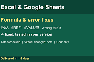 fix your excel or google sheets formulas and errors