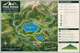 design custom hiking trail maps, park maps and adventure maps