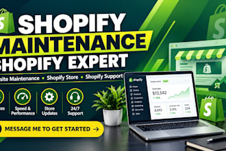 provide shopify maintenance, shopify support, and shopify expert services