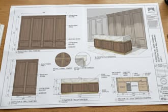 create residential millwork drawings for reception desks and wall paneling