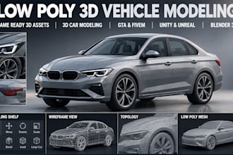 create low poly game ready 3d car and vehicle models for unity unreal fivem gta