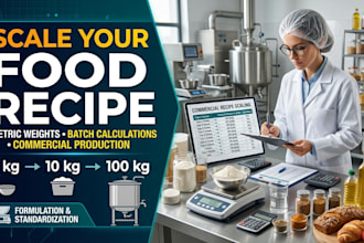 scale your food recipe for commercial production and metric weights