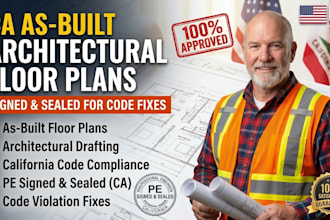 draft ca as built architectural floor plans signed and seal for code fixe