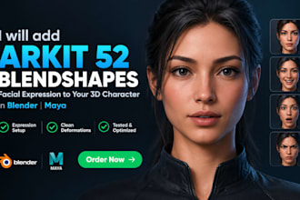 add arkit 52 blendshapes facial expression to your 3d character in blender maya
