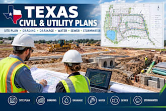 design texas civil site grading drainage and utility plans