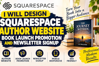 design squarespace author website book launch promotion and newsletter signup