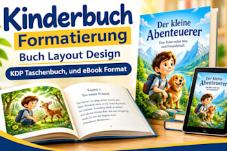 kinderbuch formatierung, buch layout design, KDP taschenbuch, und ebook format