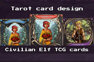 do tarot card design, oracle card illustration, card game design for digital art