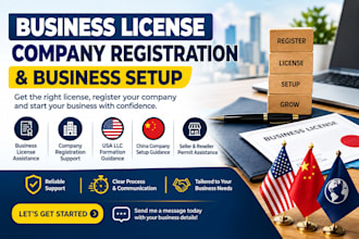 help with business license, company registration and business setup