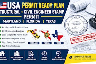 usa permit ready plan, structural civil engineer stamp permit in maryland fl tx