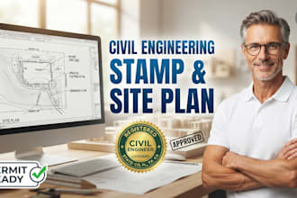 ga ca fl tx site plan and provide civil engineering stamp for building permit