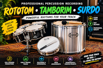 record rototom, tamborim, surdo, or world percussion for your track