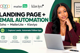build zoho, mailerlite or klaviyo landing page and email marketing automation