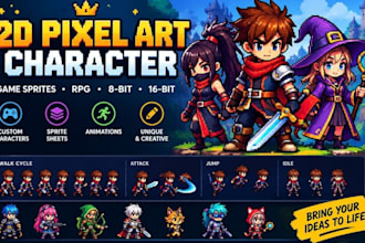 pixel art 2d pixel art character rpg game sprite sheet character animation 8bit