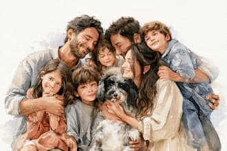 custom watercolor family portrait