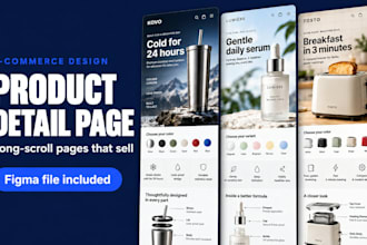 design a long scroll ecommerce product detail page with figma file