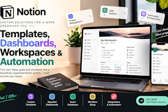 create custom notion template, dashboard setup, and notion workspace automation