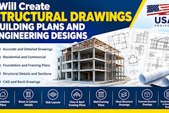 design structural drawings, foundation plans with engineering stamp in USA