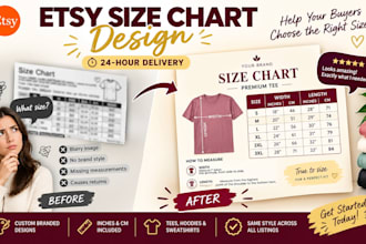 design branded size chart images for your etsy apparel listings