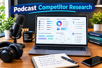 research podcast competitors, audience gaps, content opportunities  positioning