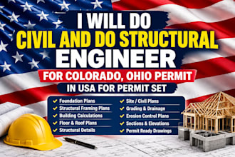 civil and do structural engineer for colorado, ohio permit in usa for permit set