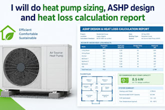 do heat pump sizing, ashp design and heat loss calculation report