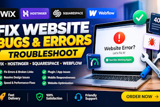fix website bugs errors troubleshoot wix hostinger squarespace webflow