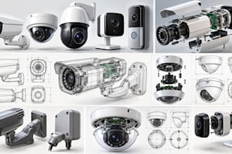 design cctv cameras and smart security products in 3d cad