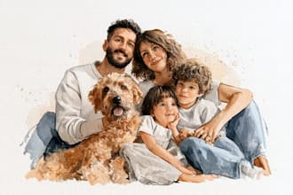 custom watercolor family portrait
