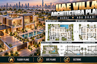 create dubai abu dhabi villa architectural plans site plans sections