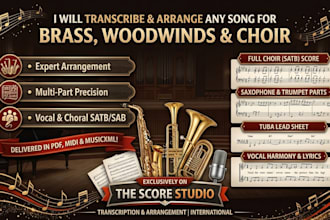 transcribe arrange transpose string quartet piano choir sheet music audio to mid