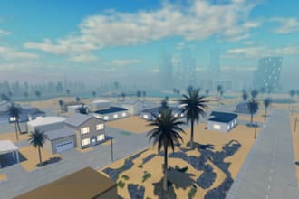create low poly roblox map, low poly assets,  game map for environment