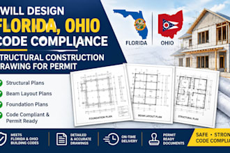 design florida, ohio code compliance structural construction drawing for permit