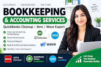 do bookkeeping, quickbooks cleanup, xero and wave accounting