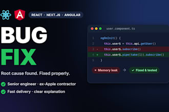 fix bugs and errors in your react, nextjs or angular app