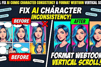 fix ai comic character consistency and format webtoon vertical scroll
