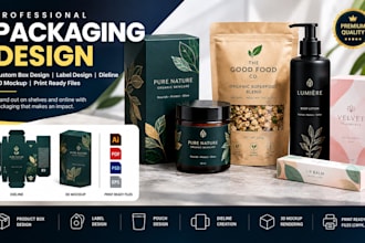 create product packaging design custom box design label dieline and 3d mockup