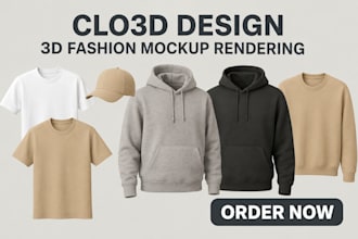 create realistic 3d clothing mockup fashion design and apparel product rendering