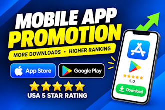 mobile app promotion, USA 5 star ios, play store app rating mobile app download