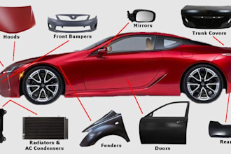 design 3d printable car parts, engine components, spoilers, bumpers and fenders