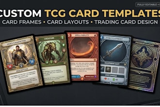 design custom trading card game templates, tcg card frames and card layouts