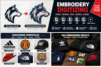 digitize your logo for embroidery in dst pes emb