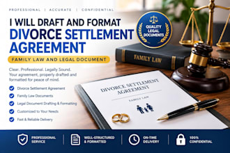 draft and format divorce settlement agreement family law and legal document